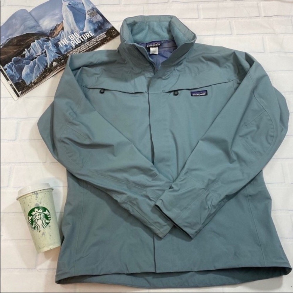 Patagonia Womens Large grey rain jacket coat zip